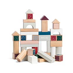 MICKI Lot de 40 blocs de construction en bois