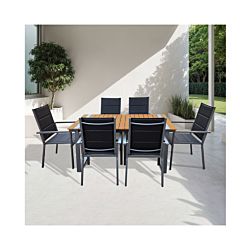 CONTINI Set de table de jardin 180x90cm avec 6 chaises