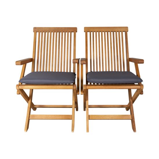 CONTINI Set de 2 chaises de jardin pliante avec coussins anthracite