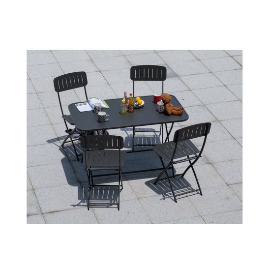 CONTINI Table de jardin 110x70cm avec 4 chaises métal anthracite