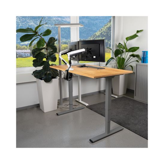 Contini Table de bureau réglable en hauteur 180 x 80cm imitation chêne / châssis gris foncé