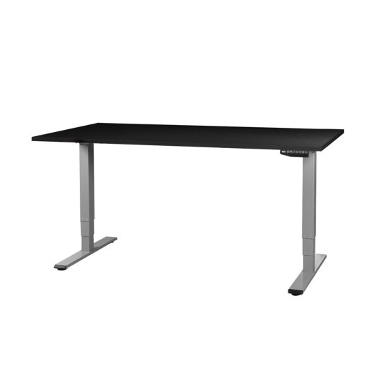 Contini Table de bureau réglable en hauteur 160 x 80cm noir / châssis gris foncé