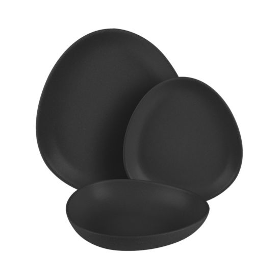 Berlinger Haus Set de 18 assiettes ovale Matte Black Collection